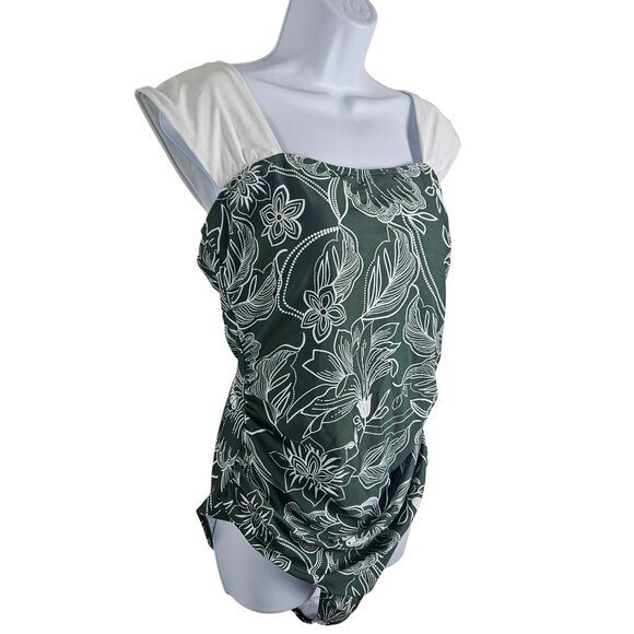 B2prity Womens XL Retro One-Piece Swimsuit Square Neckline & Floral Print Beach - Picture 4 of 8